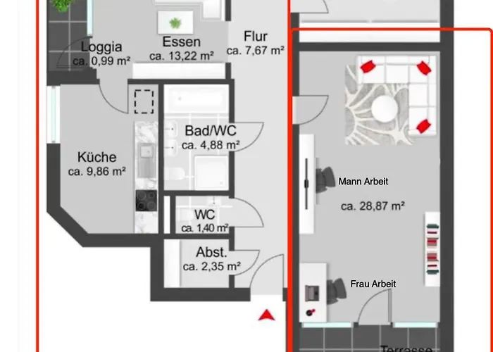 M Zone, Quiet Large Living Room, Terrace * Munich